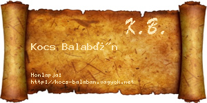 Kocs Balabán névjegykártya
